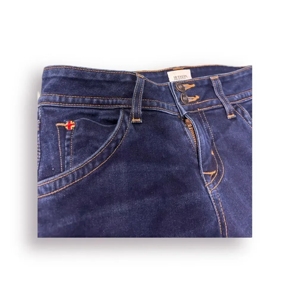 Hudson Womens‎ Flap Pocket Jeans Low Rise Size 26 Dark Blue Wash Y2K Cropped